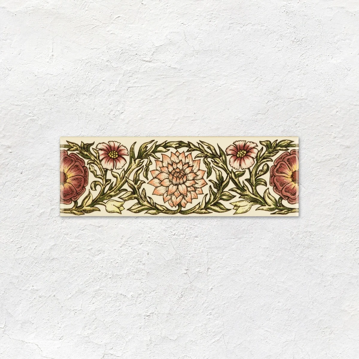 County White Half Tile (above) County White Omega Dado and Knot Garden Pink Border (middle) County white Half Tile (below)