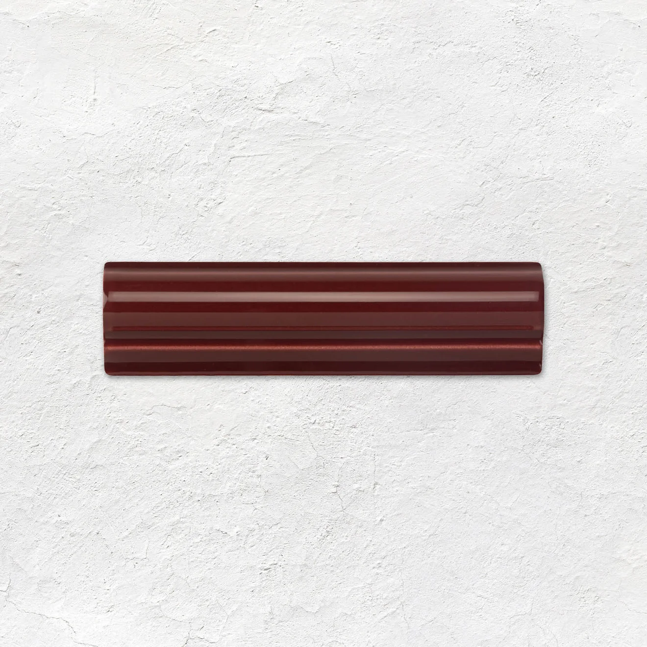 Brilliant White Field Tile (above) Burgundy Albert Dado, Burgundy Love Knot On Brilliant White and Burgundy Astragal Dado (middle) Brilliant White Field Tile (below)