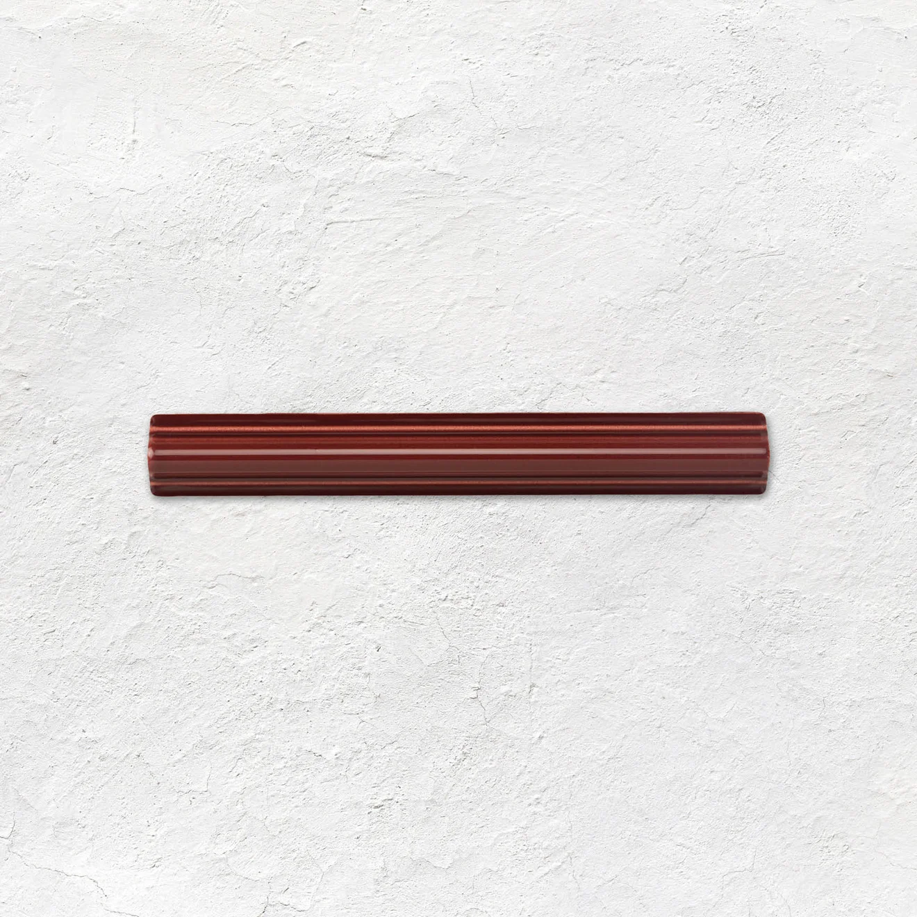 Brilliant White Field Tile (above) Burgundy Albert Dado, Burgundy Love Knot On Brilliant White and Burgundy Astragal Dado (middle) Brilliant White Field Tile (below)