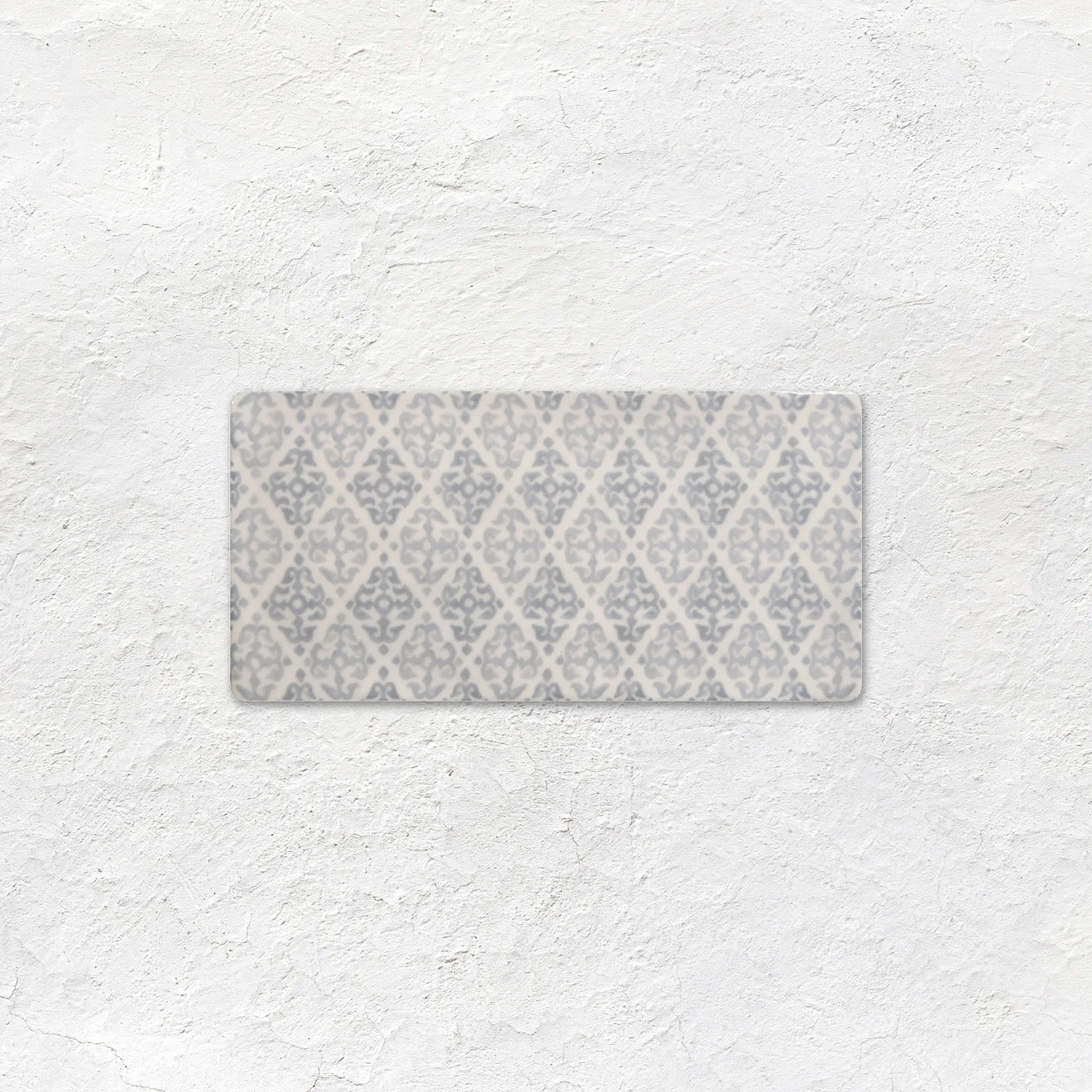 Coraline French Blue (above) Papyrus Ogee (middle) Papyrus Cosmopolitan Half Tile (below)