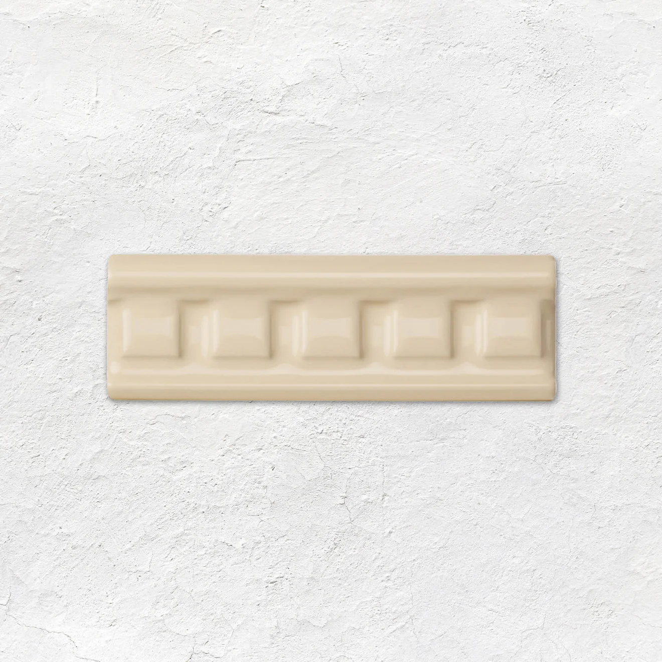 County White Metro Tile (above) County White Dentil Dado (middle) County White Metro Tile (below)