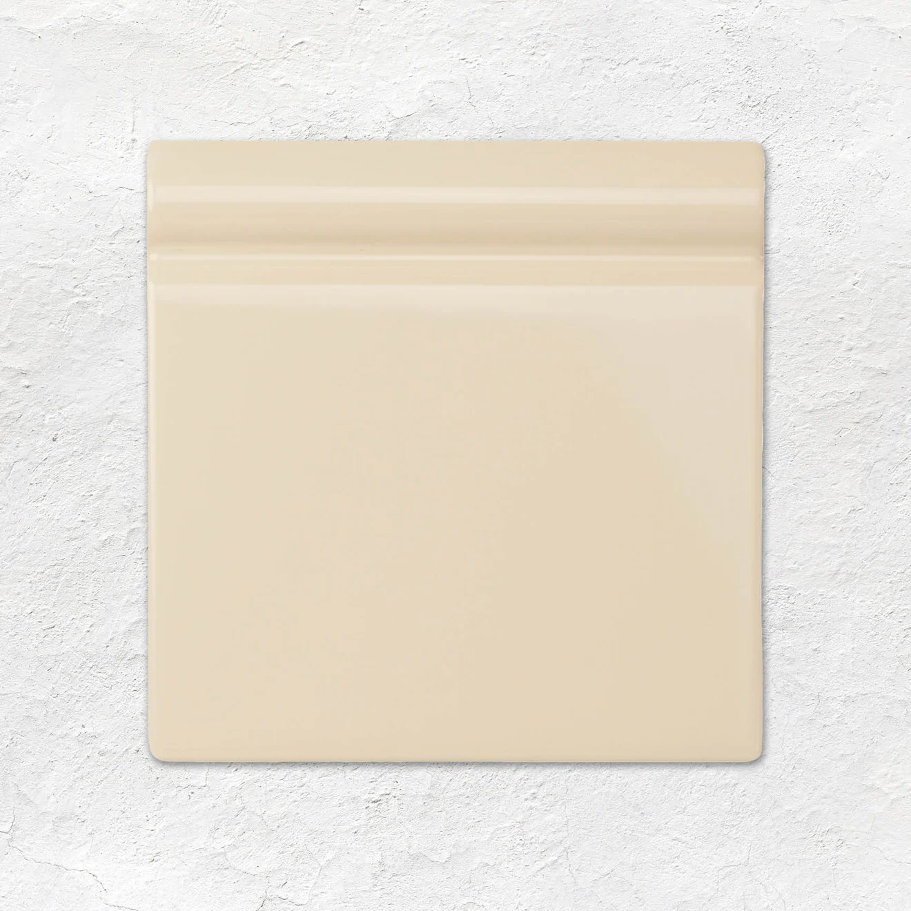 Colonial White Field Tile (above) Royal Blue Omega Dado and Royal Blue Half Tile (middle) Colonial White Skirting Tile (below)