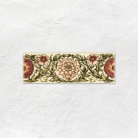 County White Half Tile (above) County White Omega Dado and Knot Garden Pink Border (middle) County white Half Tile (below)