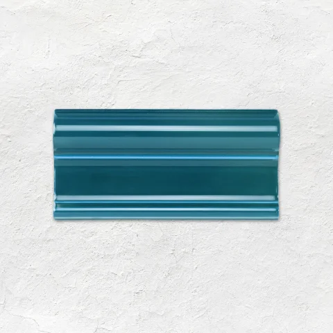 Chancel Grey Field Tile (above) Baroque Blue Victoria Dado (middle) Baroque Blue Field Tile (below)