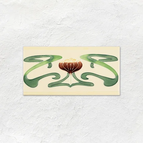 Victorian Green Albert Dado (above) Belle Epoque Border Tubelined and Victorian Green Omega Dado (middle) County White Field Tile (below)