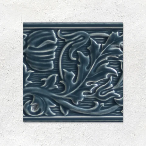 Ascot Blue Dentil Dado and Ascot Blue Astragal Dado (above) Berkeley on Ascot Blue and Ascot Blue Astragal Dado (below)