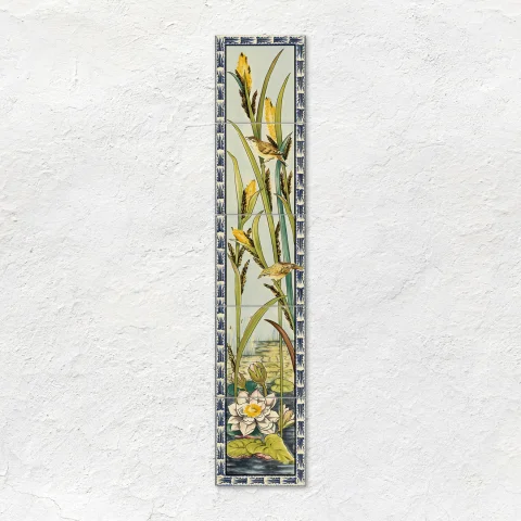 County White Field Tile, Birds and & Rushes and Birds & Butterfly (above) Ivory Sigma Dado and Birds & Butterflies Border Tile (middle) County White Half Tile (below)