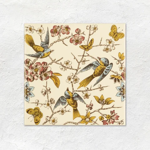 County White Albert Dado and County White Half Tile (above) Burgundy Omega Dado and Bluebird (middle) Burgundy Field Tile (below)