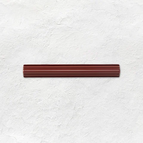 Brilliant White Field Tile (above) Burgundy Albert Dado, Burgundy Love Knot On Brilliant White and Burgundy Astragal Dado (middle) Brilliant White Field Tile (below)