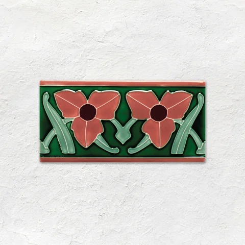 Victorian Green on Victoria Dado (above) Dauphine on Victorian Green And Dauphine Border on Victorian Green (middle) Victorian Green Field Tile (below)