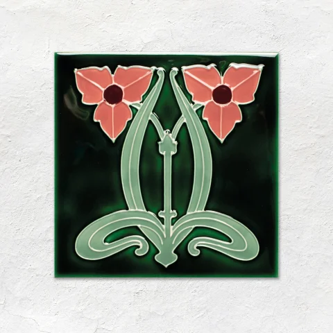 Victorian Green on Victoria Dado (above) Dauphine on Victorian Green And Dauphine Border on Victorian Green (middle) Victorian Green Field Tile (below)