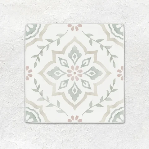 Jaipur Jasmine (above) Frost Field Tile (below)