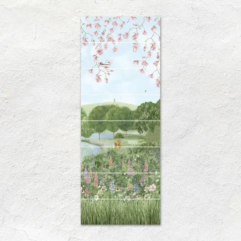 English Garden - Panel A (left) English Garden - Panel B (middle) English Garden - Panel C (right) Statuario Nuovo Honed (floor)