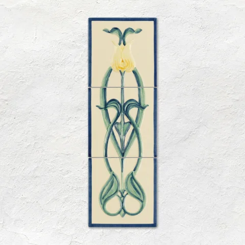Artworks Heneritetta Tulip 3-Tile Set Blue & Yellow On County White
