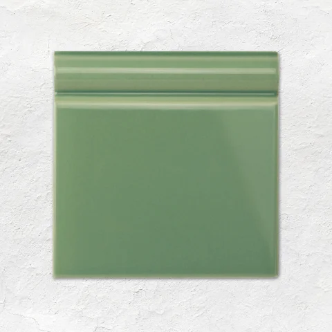 Jade Breeze Victoria Dado, County White Dentil Dado and Jade Breeze Astragal Dado (above) County White Field Tile and Angelina Pink Tulip (middle) Jade Breeze Skirting Tile (below)