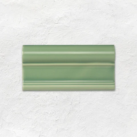 Jade Breeze Victoria Dado, Vintage White Sigma  Dado and St. James on Jade Breeze (above) Jade Breeze Half Tile (below)