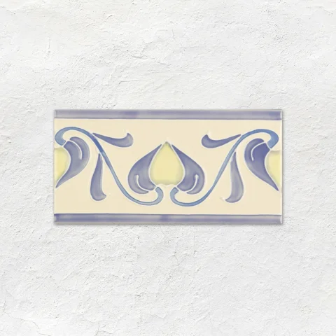 Colonial White Half Tile (above) Colonial White Albert Dado, Lilium Border Tubelined and Colonial White Omega Dado (middle) Colonial White Half Tile (below)
