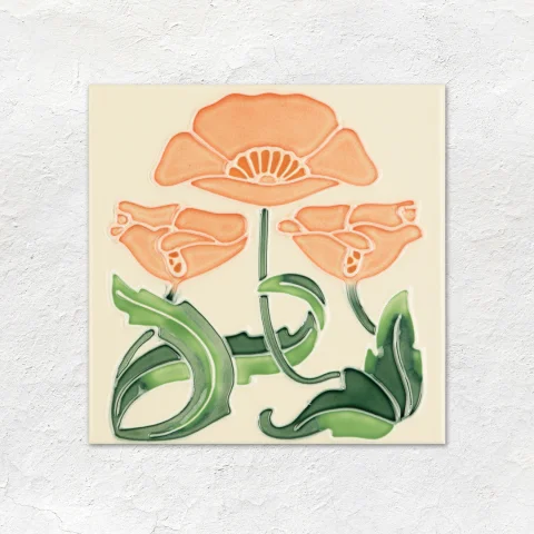 Colonial White Albert Dado and Moulin Rouge Tubelined (above) Colonial White astragal Dado, Colonial White Field Tile and Lotus Flower Border (middle) Colonial White Field Tile (below)