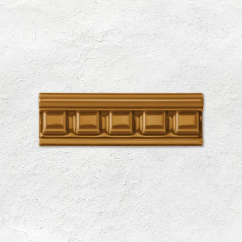 Ochre Dentil Dado and Ochre Sigma (above) Ochre Field Tile (middle) Ochre Skirting Tile (below)