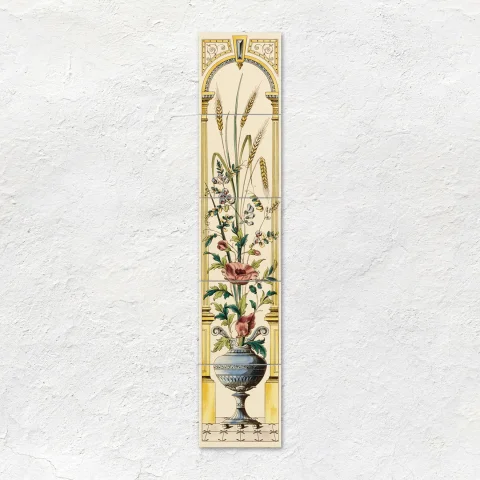 Edwardian Green Field Tile and Poppy and Wheatsheaf (above) Edwardian Green Skirting Tile (below)