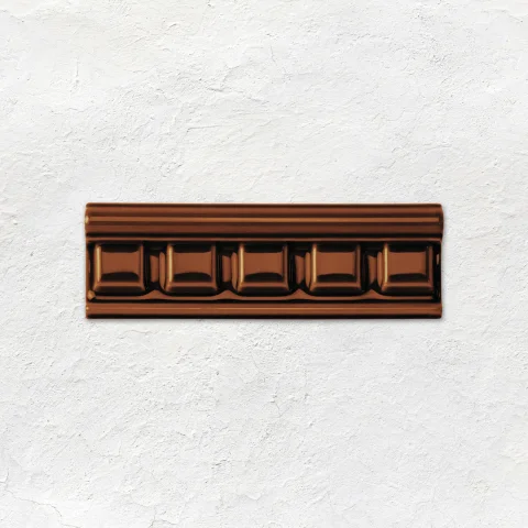 Teapot Brown Metro Tile (above) Teapot Brown Dentil Dado (middle) Teapot Brown Metro Tile (below)