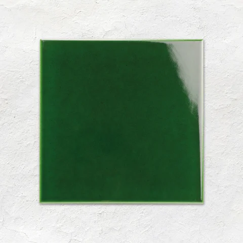 Jet Black Victoria Dado and Jet Black Victorian Dental (above) Victorian Green Field Tile (middle) Jet Black Skirting Tile (below) Lignum Beige Natural (floor)