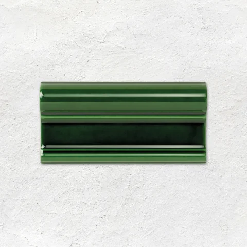 Victorian Green Victoria Dado (above) Liberty Tubelined and Pavilion Green Omega Dado (middle) Victorian Green Half Tile and Pavilion Green Omega Dado (below)