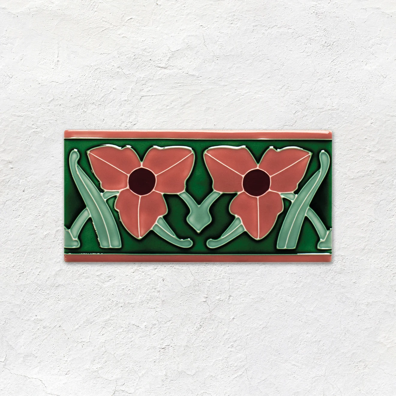 Victorian Green on Victoria Dado (above) Dauphine on Victorian Green And Dauphine Border on Victorian Green (middle) Victorian Green Field Tile (below)