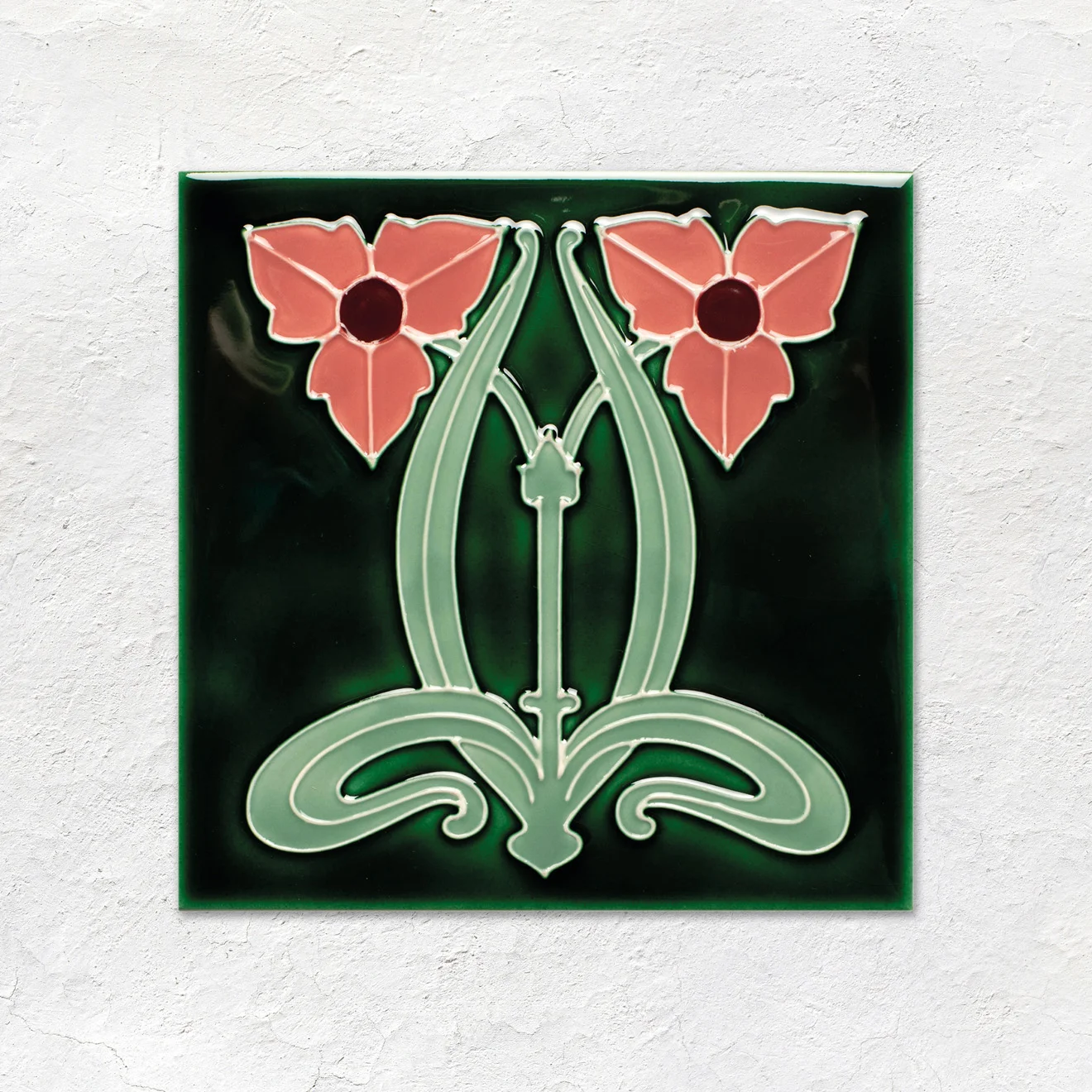 Victorian Green on Victoria Dado (above) Dauphine on Victorian Green And Dauphine Border on Victorian Green (middle) Victorian Green Field Tile (below)