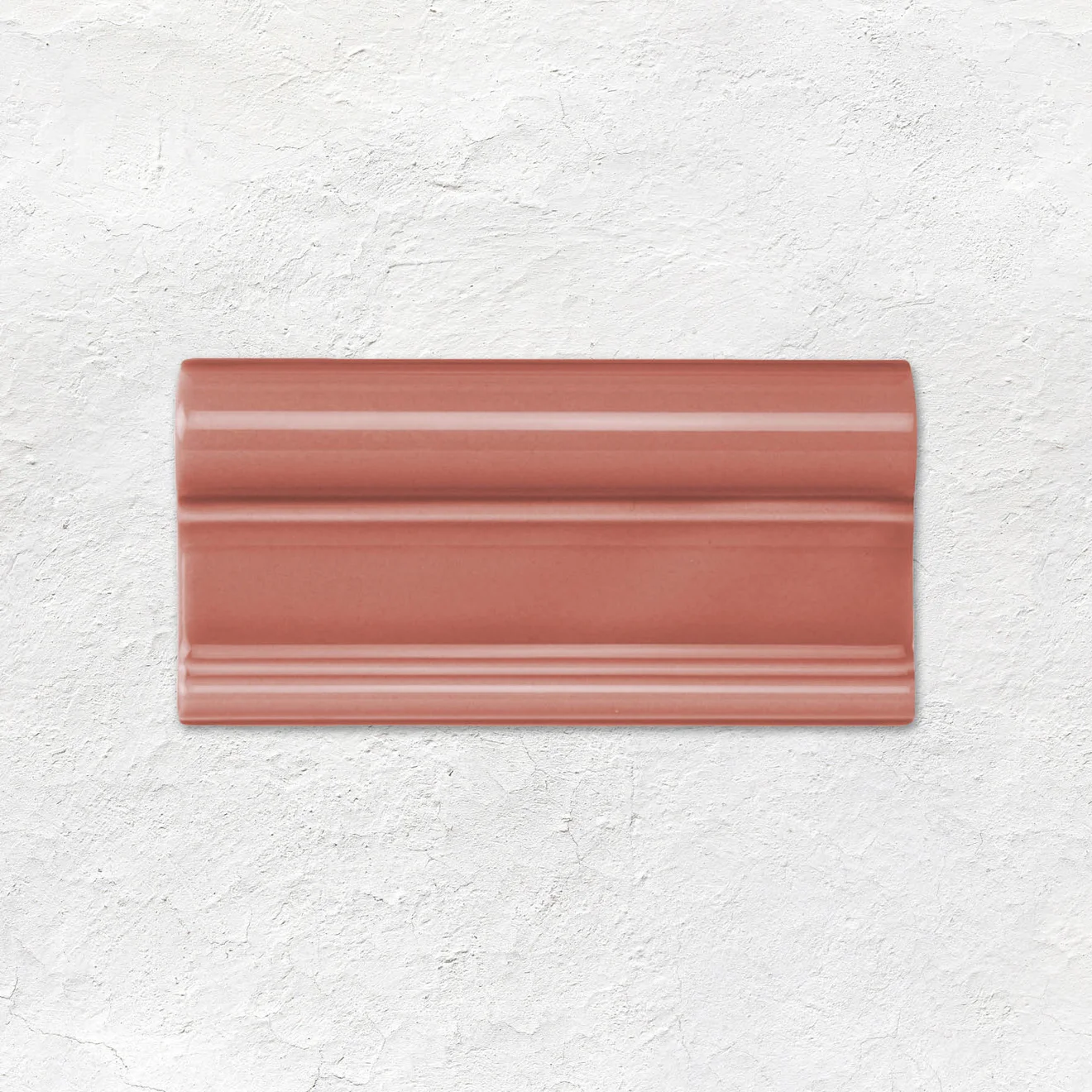 Duchy Pink Victoria Dado (above) Élysée on Vintage White, Élysée Border on Vintage White (middle) Duchy Pink Field Tile (below)
