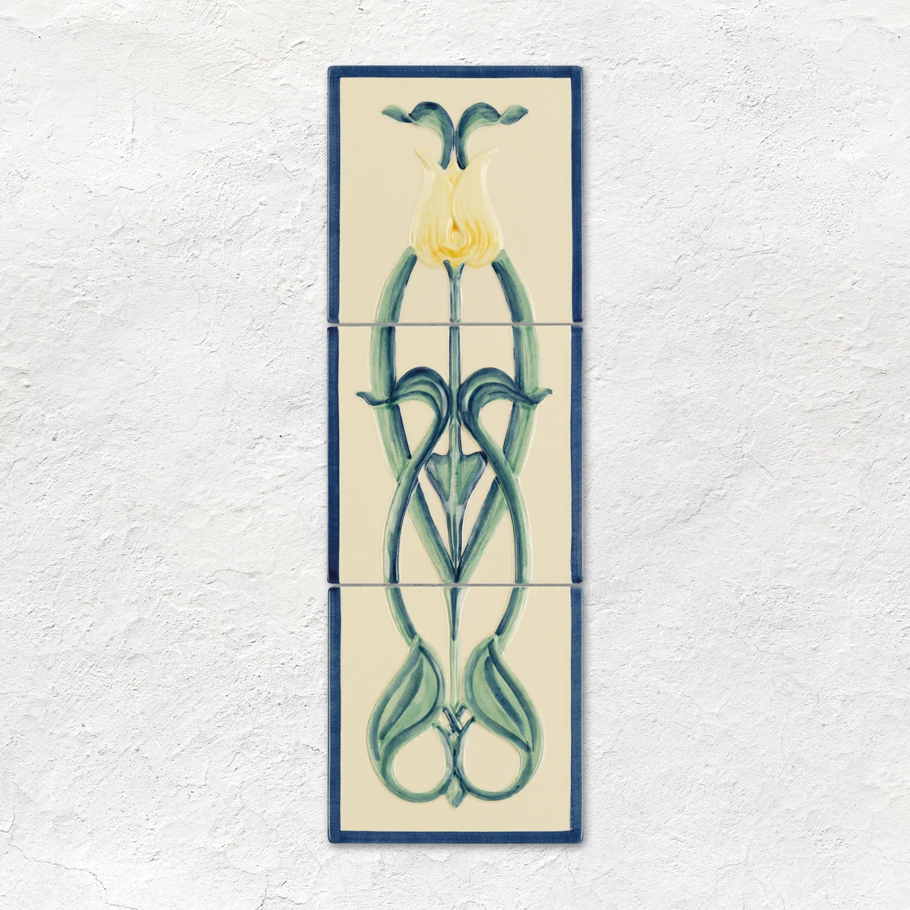 Artworks Heneritetta Tulip 3-Tile Set Blue & Yellow On County White