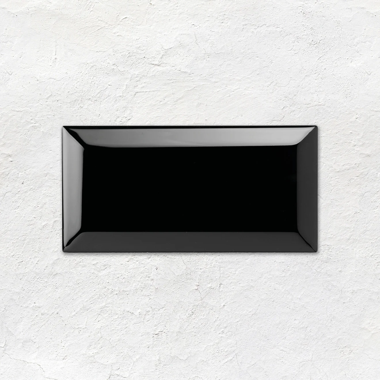 Jet Black Metro Tile (above) Jet Black Victoria Dado, Jet Black Sigma dado and Jet Black Omega Dado (middle) Jet Black Metro Tile (below)