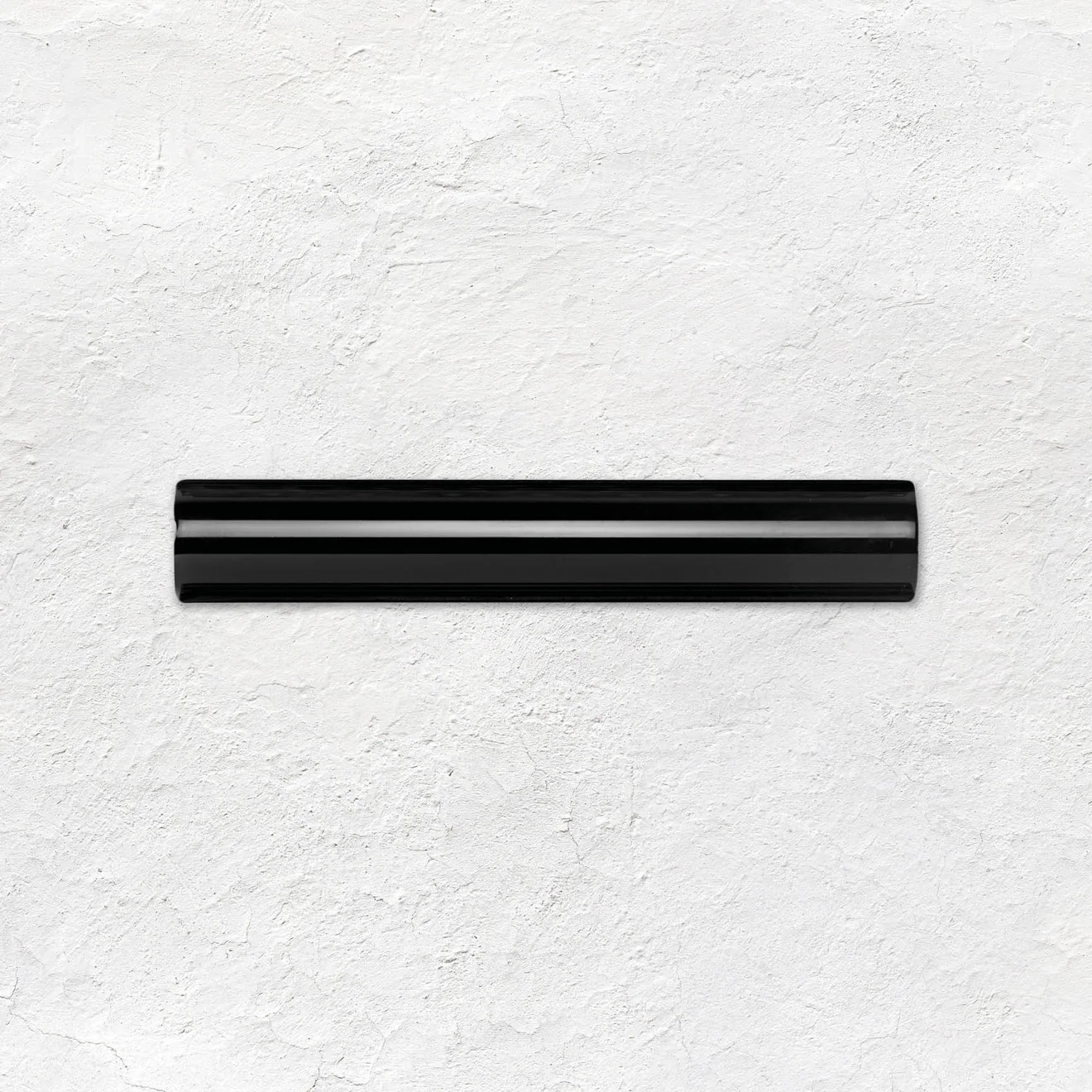 Jet Black Metro Tile (above) Jet Black Victoria Dado, Jet Black Sigma dado and Jet Black Omega Dado (middle) Jet Black Metro Tile (below)