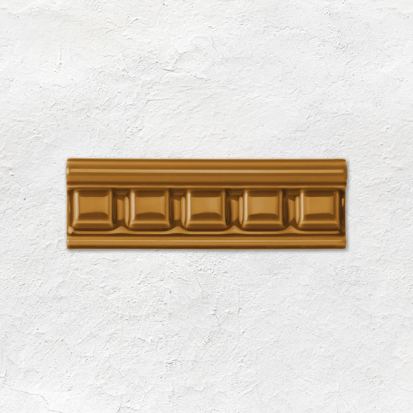 Ochre Dentil Dado and Ochre Sigma (above) Ochre Field Tile (middle) Ochre Skirting Tile (below)