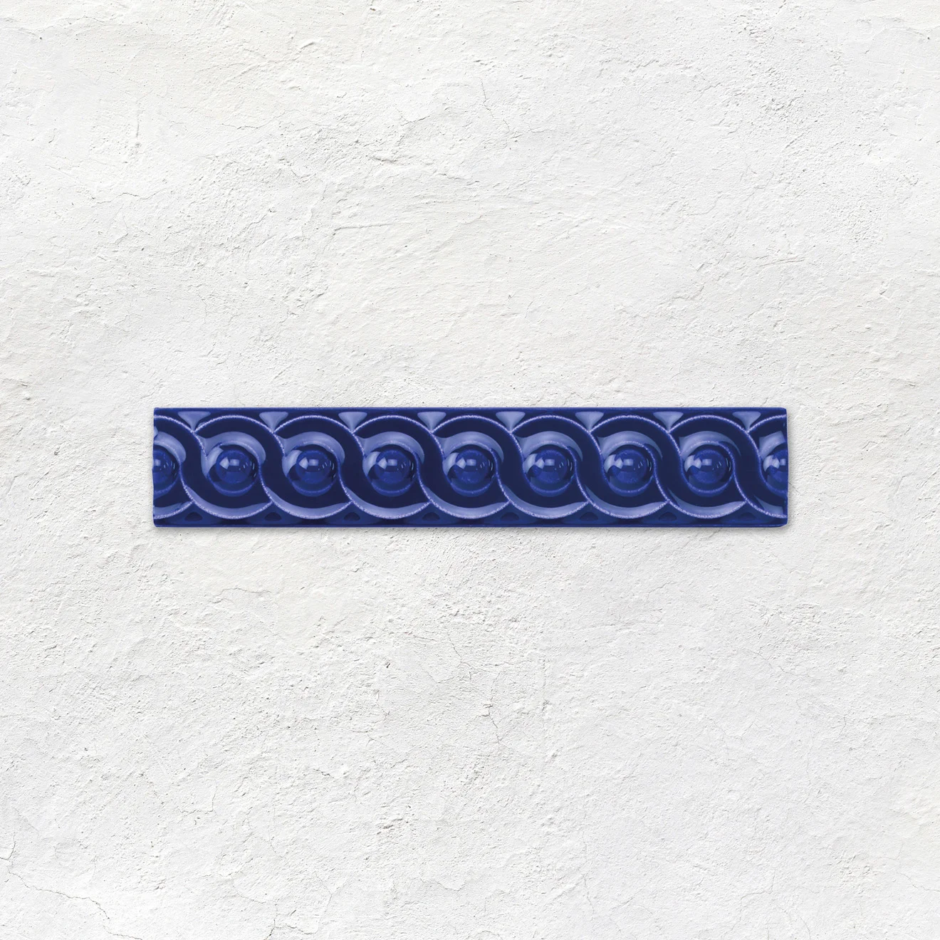 Royal Blue Victoria Dado, Royal Blue Scroll Dado and Royal Blue Omega Dado (above) Royal Blue Half Tile (below)
