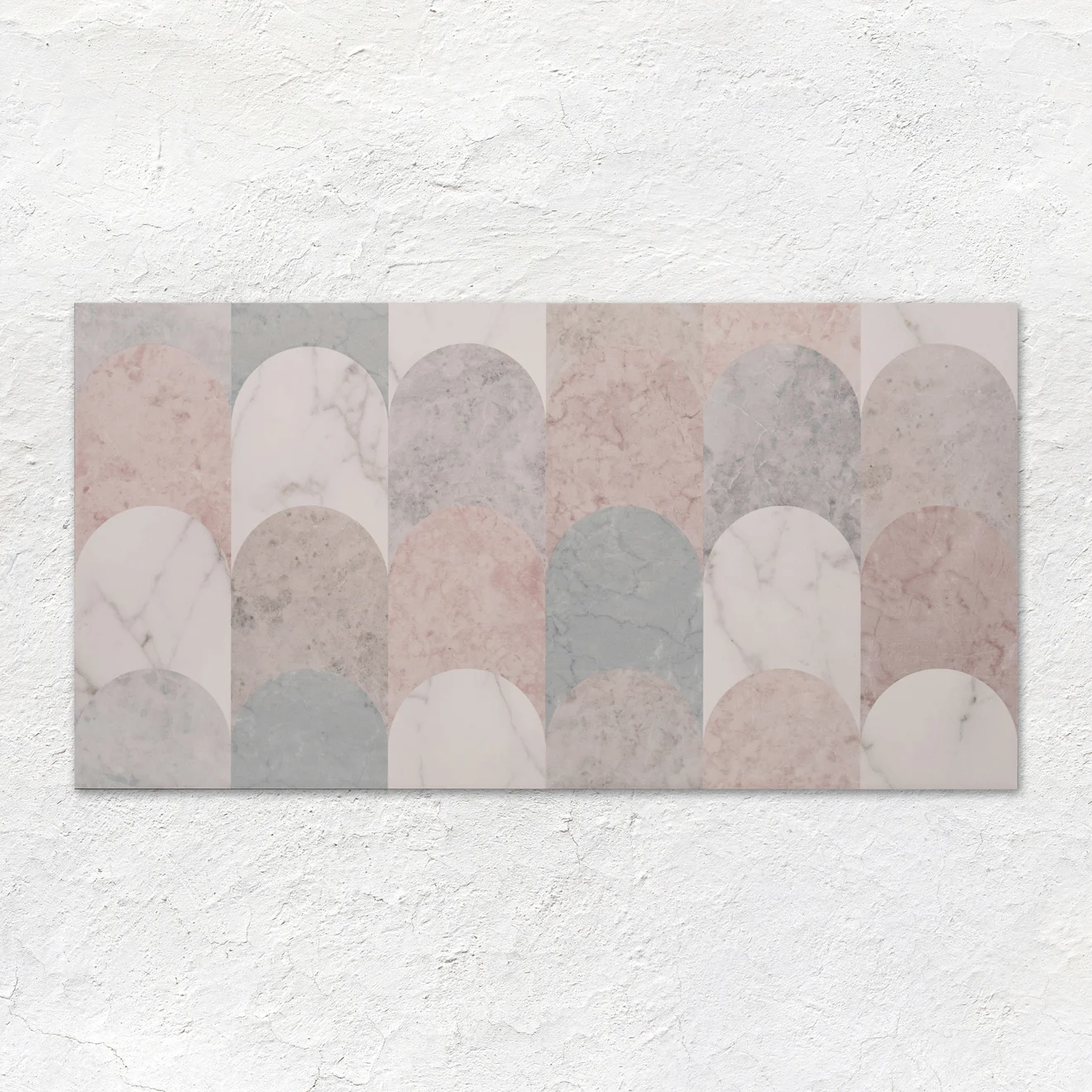 South Beach Delano (left wall) Origins Blush Smooth Brick (right) Galana (floor)