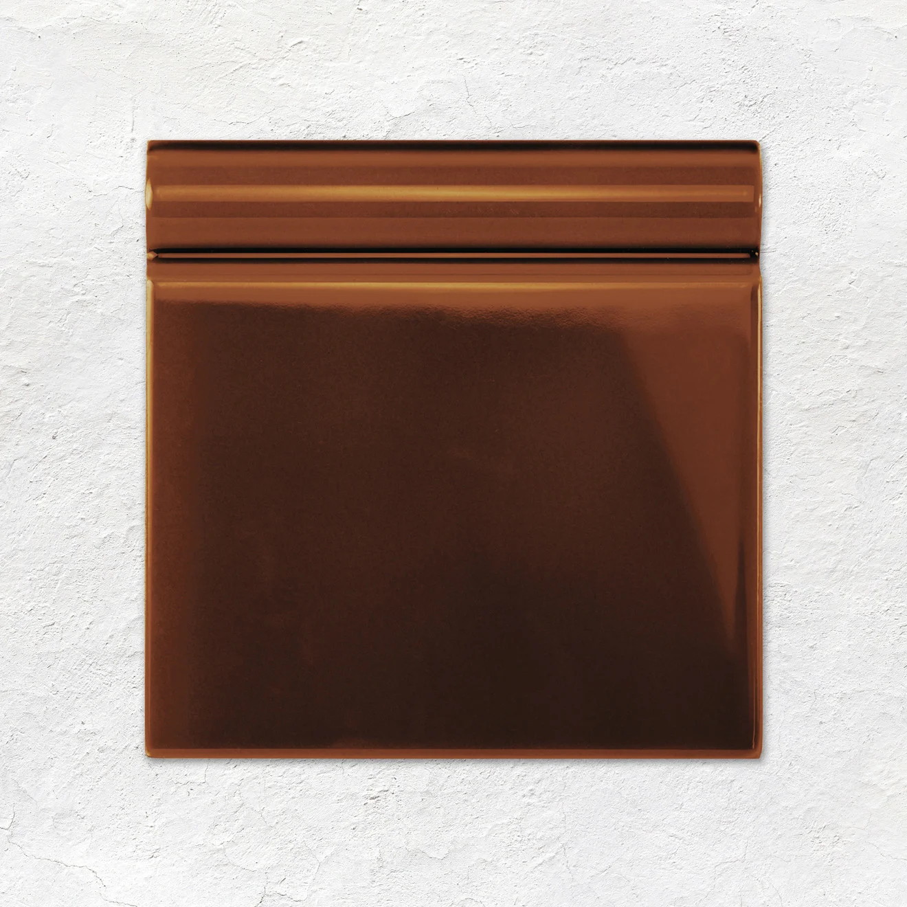 Teapot Brown Egg & Dart Dado and Teapot Brown Sigma  (above) Teapot Brown Half Tile (middle) Teapot Brown Skirting Tile (below)