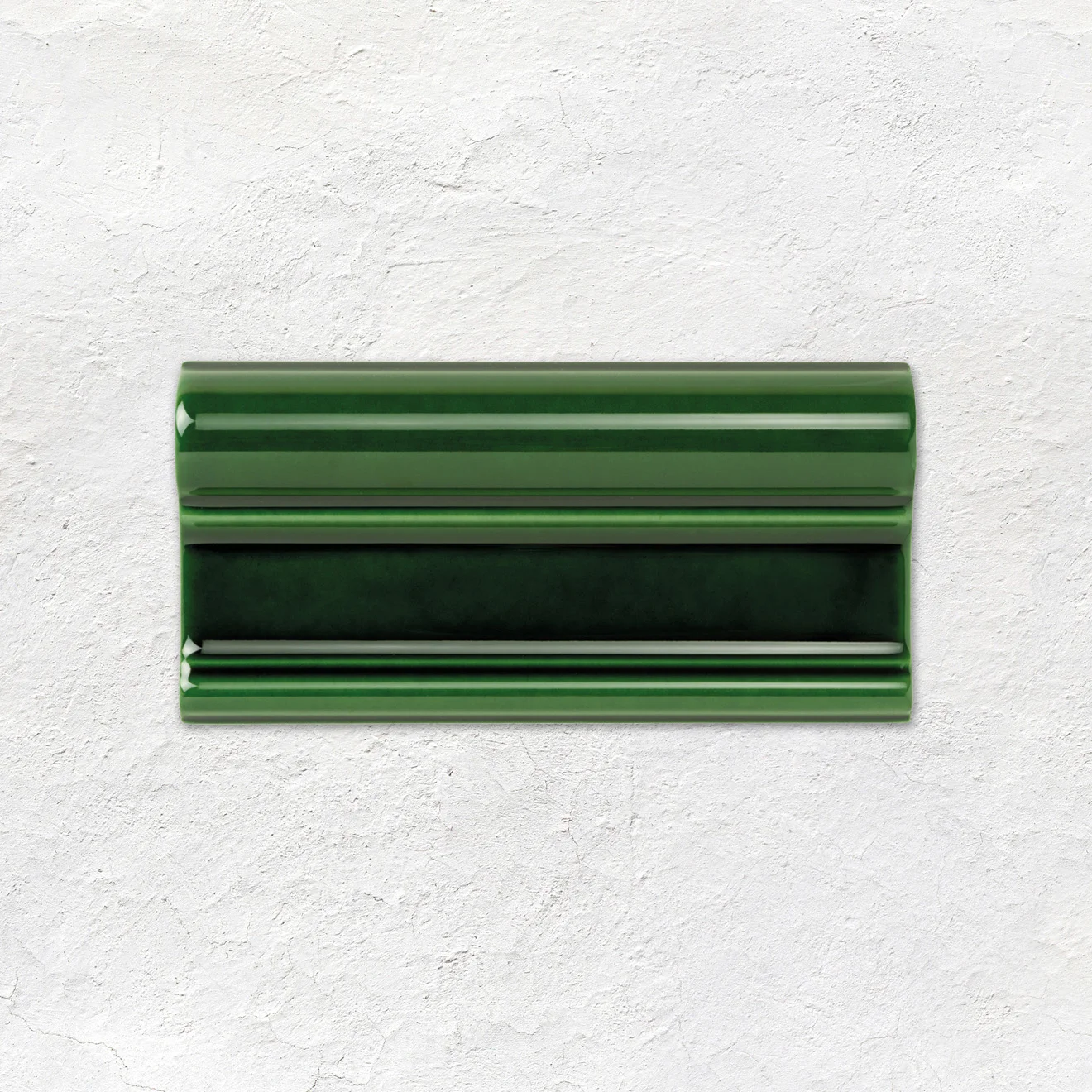 Victorian Green Victoria Dado (above) Liberty Tubelined and Pavilion Green Omega Dado (middle) Victorian Green Half Tile and Pavilion Green Omega Dado (below)