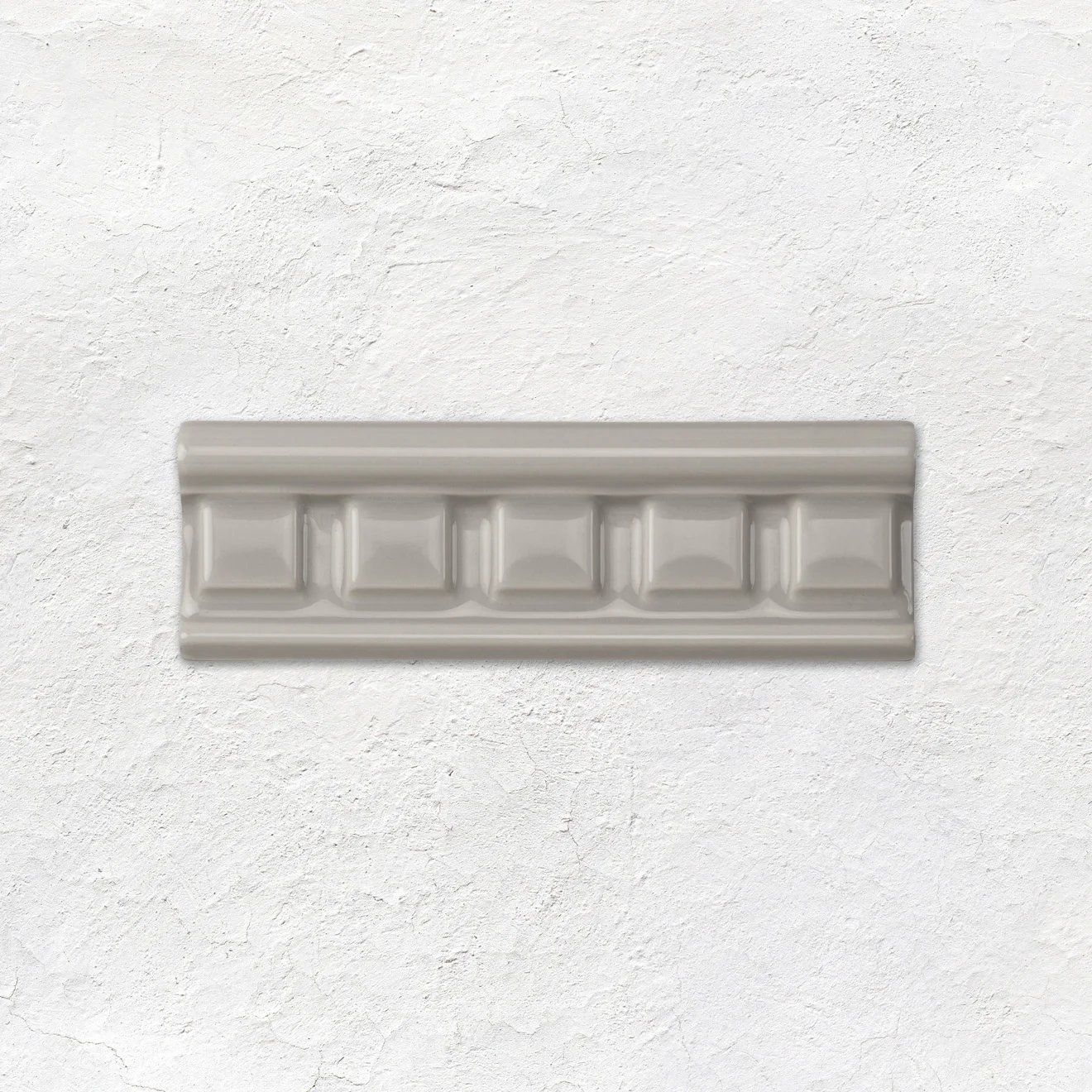 Westminster Grey Metro Tile (above) Westminster Grey Dentil Dado and Westminster Grey Omega Dado (middle) Westminster Grey Metro Tile (below)