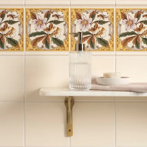 Colonial White Albert Dado (above) Wildflower and Colonial White Astragal Dado (middle) Colonial White Field Tile (below)
