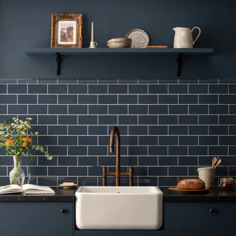 Ascot Blue Albert Dado (above) Ascot Blue Half Tile (below)