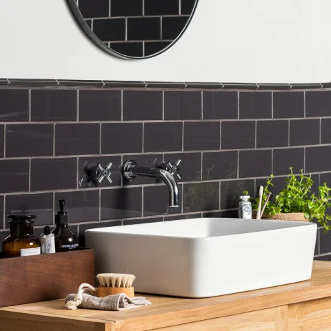 Charcoal Grey Astragal Dado (above) Charcoal Grey Half Tile (below)