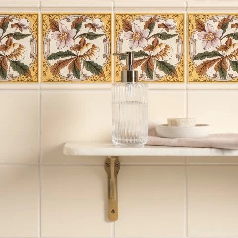 Colonial White Albert Dado (above) Wildflower and Colonial White Astragal Dado (middle) Colonial White Field Tile (below)