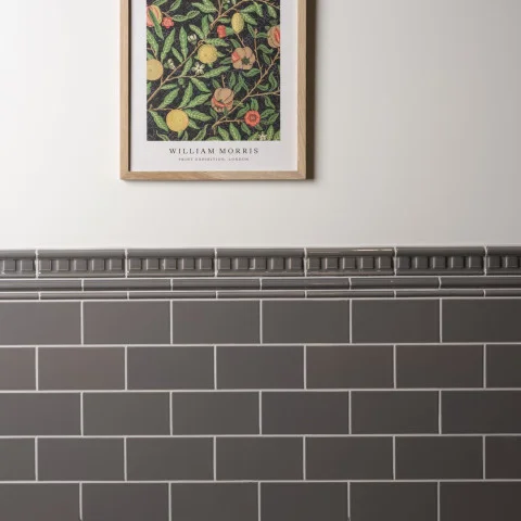 London Stone Dentil Dado, London Stone Astragal Dado and London Stone Omega Dado (above) London Stone Half Tile (below)