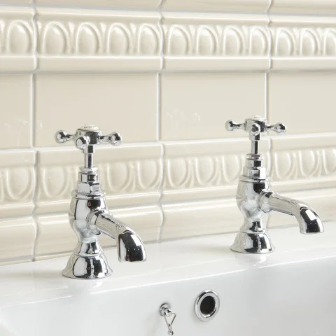 Vintage White Egg & Dart Dado (above) Vintage White Half Tile (middle) Vintage White Egg & Dart Dado and Vintage White Astragal Dado (below)