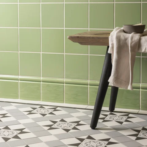palm Green Field Tile (above) Palm Green Skirting Tile (below)