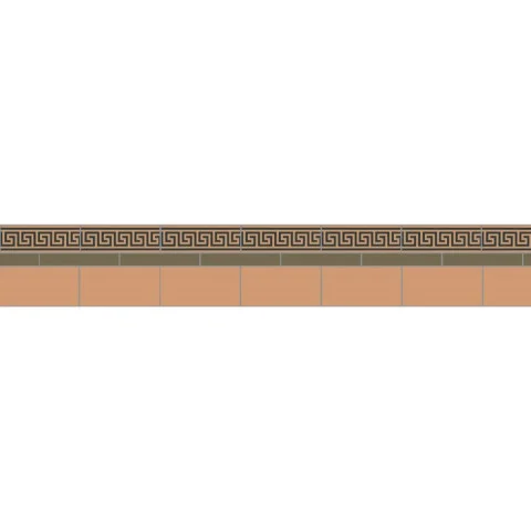 Simple Border 3 Buff, Green & Greek Key