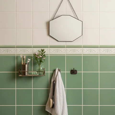 Brilliant White Field Tile (above) Jade Breeze Acanthus On Brilliant White (middle) Jade Breeze Field Tile (below)