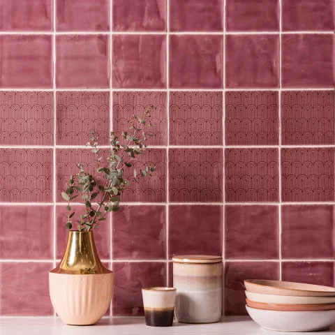 Tayberry Cosmopolitan Field Tile (above) Deco On Tayberry (middle) Tayberry Cosmopolitan Field Tile (below)