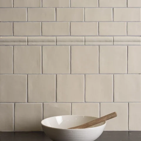Palomino Cosmopolitan Half Tile (above) Palomino Cosmopolitan Rail Moulding (middle) Palomino Cosmopolitan Field Tile (below)